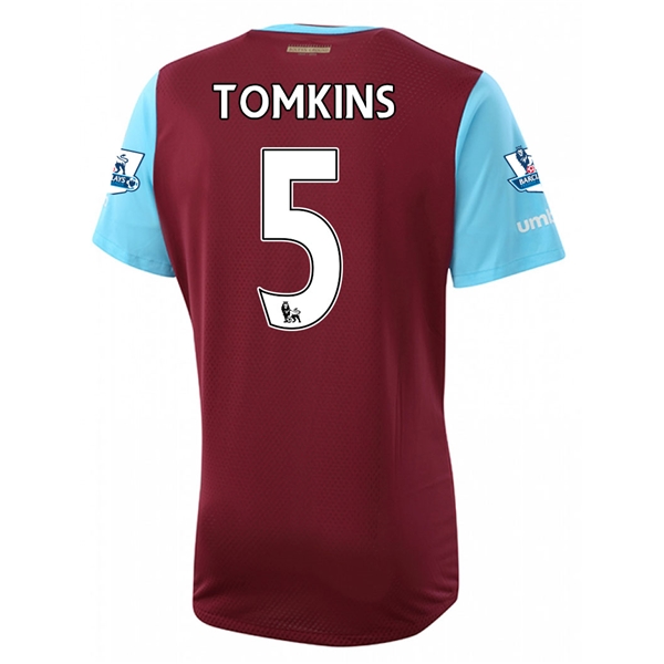 West Ham 2015-16 TOMKINS #5 Home Soccer Jersey